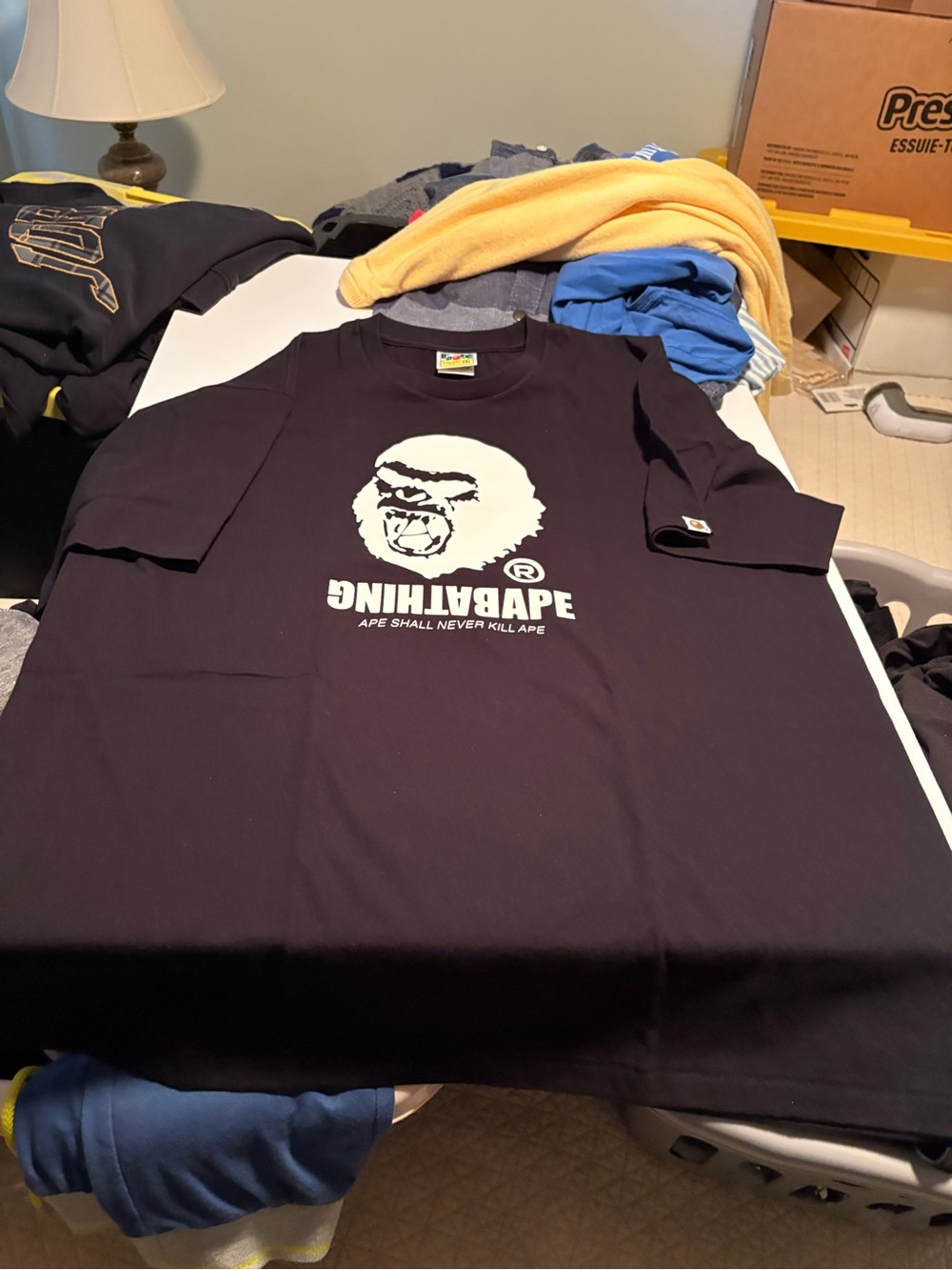 Bape Black Short-Sleeve Ape Logo Tee **just released** "upside down print"